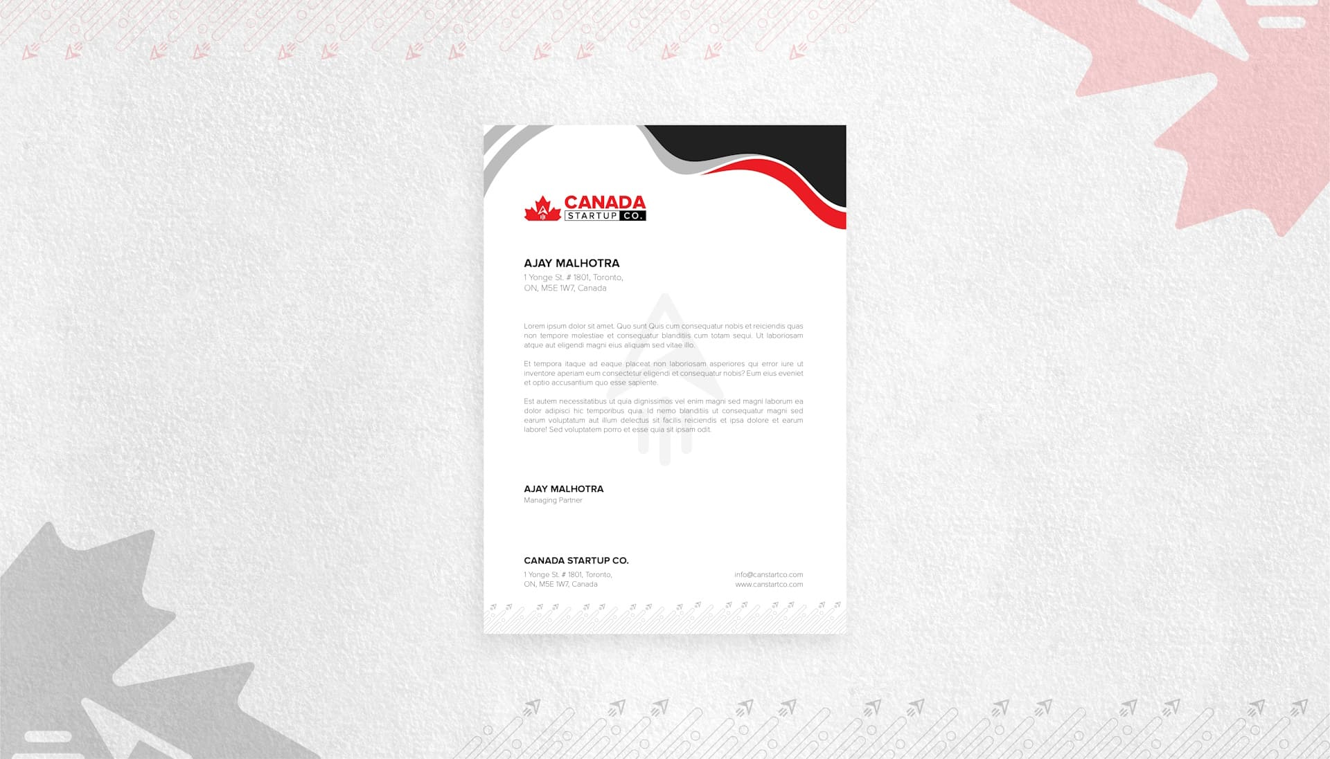 Canada Startup Co Envelope Design