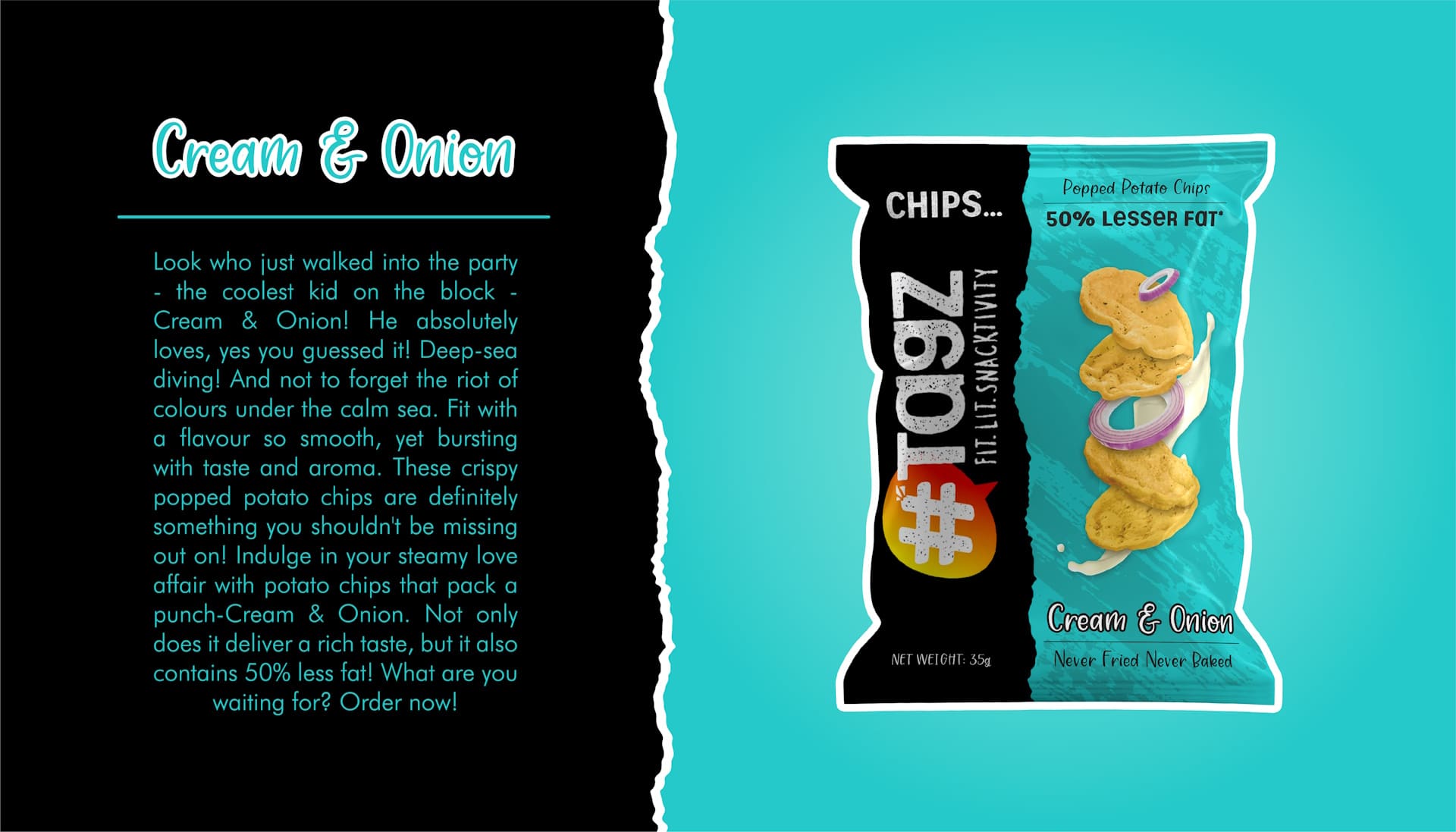 Tagz Snacks Cream & Onion Packing Design