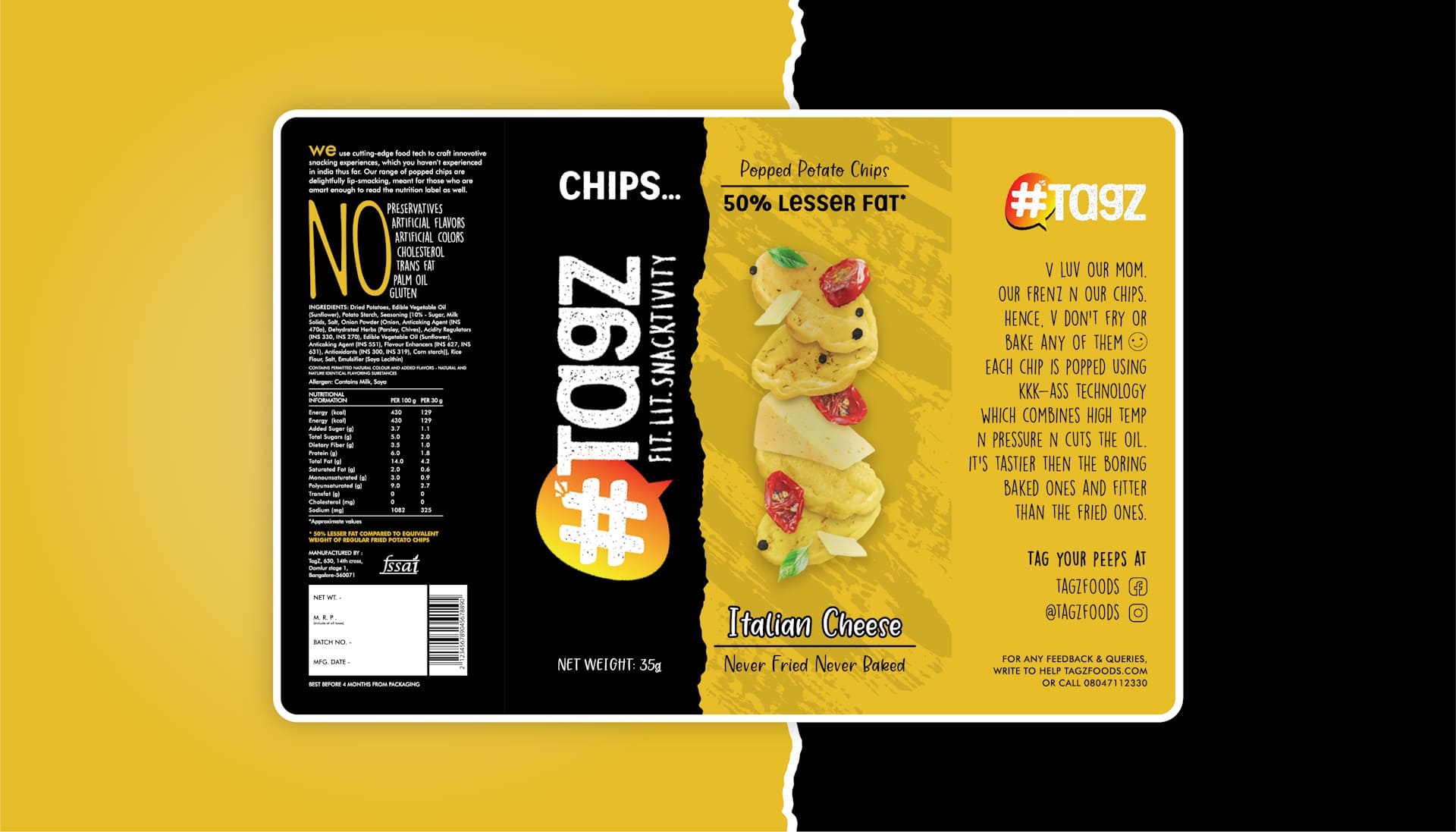 Tagz Snacks Italian Cheese Packing Design Cover