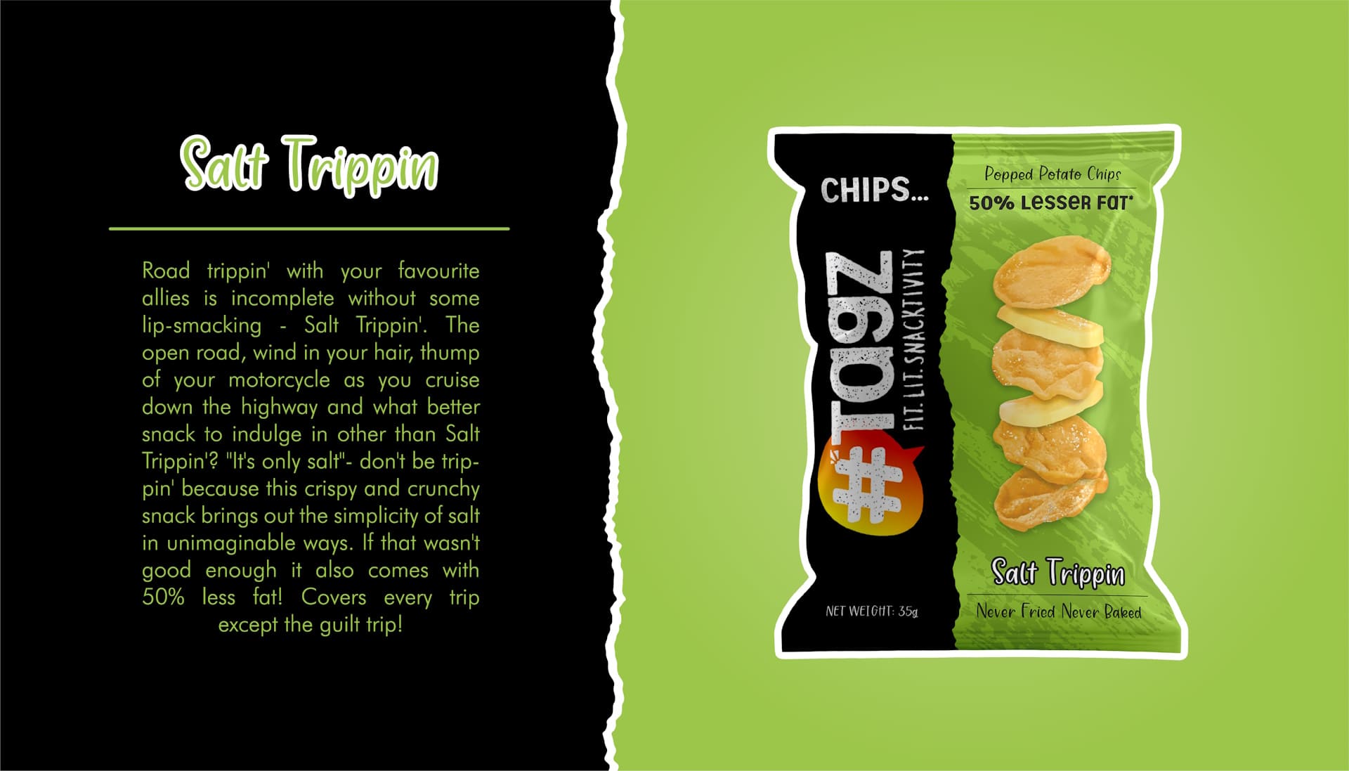 Tagz Snacks Salt Trippin Packing Design