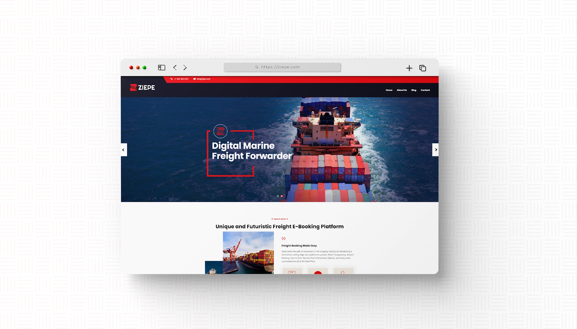 Ziepe Logistic Website Front Page